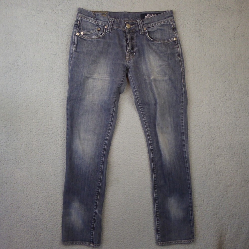 Rock & Republic Jeans Women's Size 32 Straight Leg Puddle Y2K  Button Fly